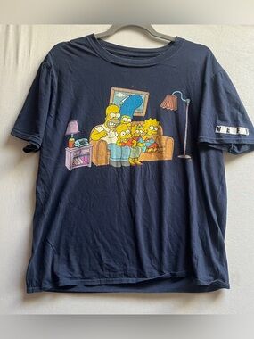 The Simpsons Family Graphic Tee Navy Blue Casual Retro T-Shirt M